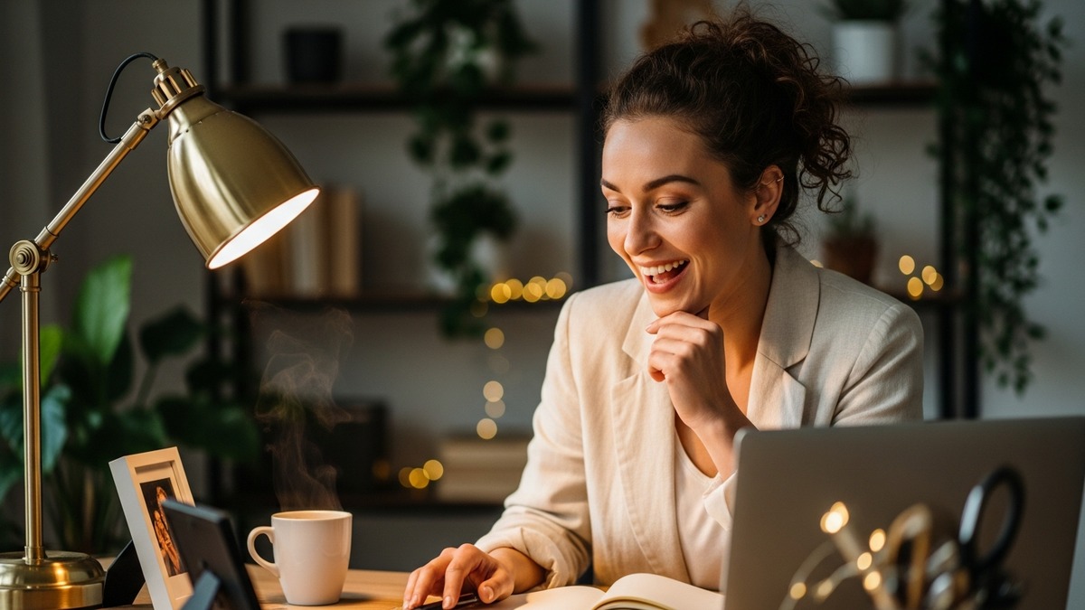 Business owner testing AI voice demo on laptop